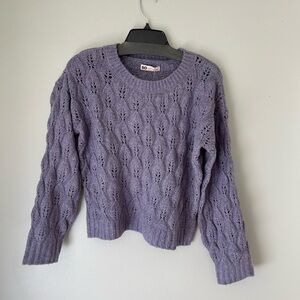 Kohl's Purple Crew Neck Cable Knit Sweater